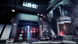 Magic Media Co-Development. High-tech server room in a futuristic sci-fi setting, featuring glowing data racks with red lights, sleek metallic walls, and advanced equipment.