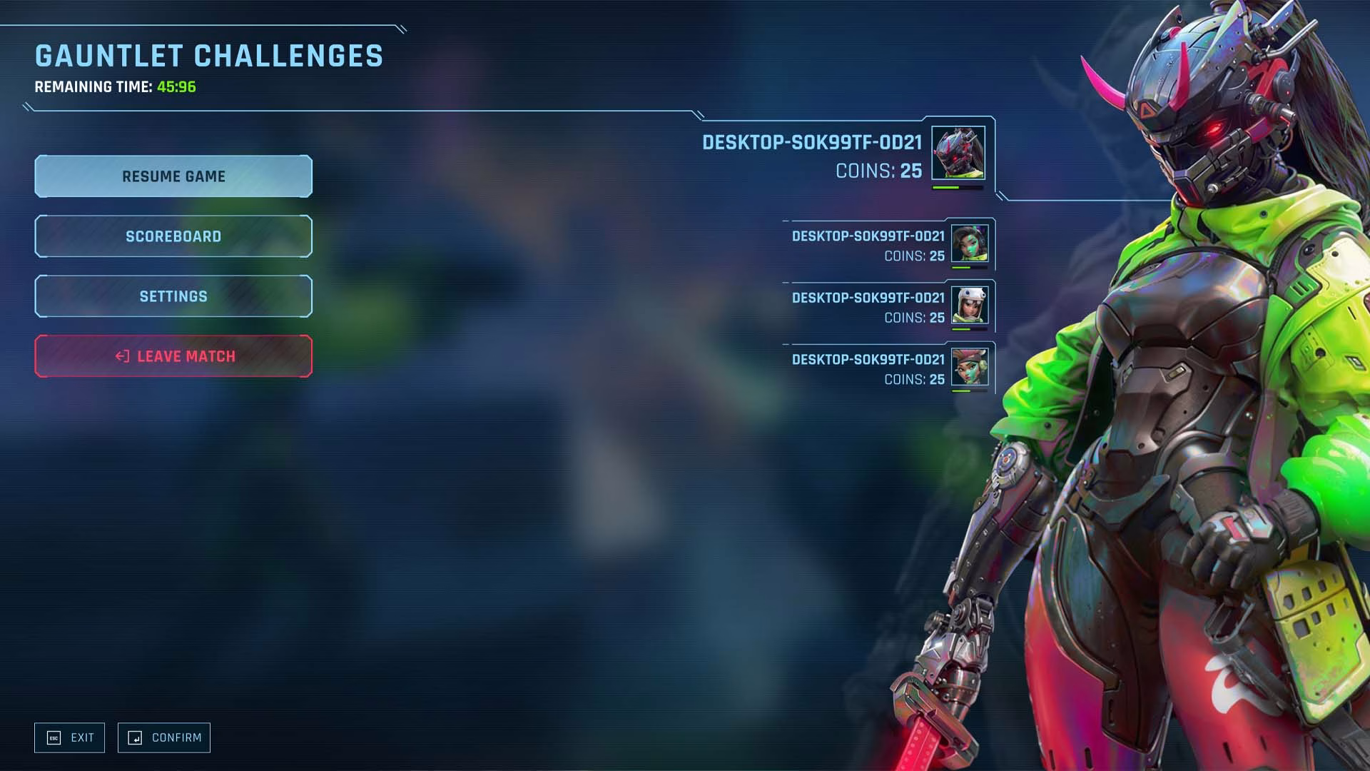 Revenge UI Art main menu screen
