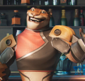 Magic Media Game Trailers. A tiger smiling while wearing armour.